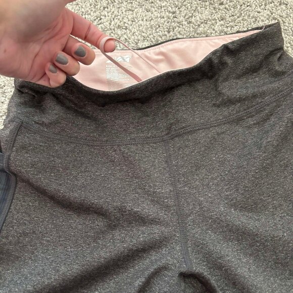 Women's Dark Grey & Pink & Mesh Pocketed Leggings with Drawstring Inside - Picture 3 of 7